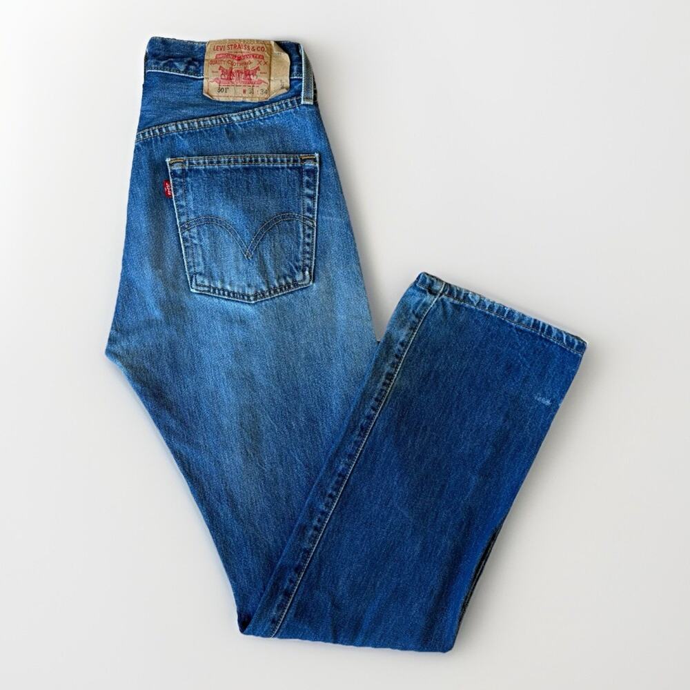 Vintage Levis 501 Jeans 30 Blue Dark Wash Straight Denim Workwear Non Selvedge